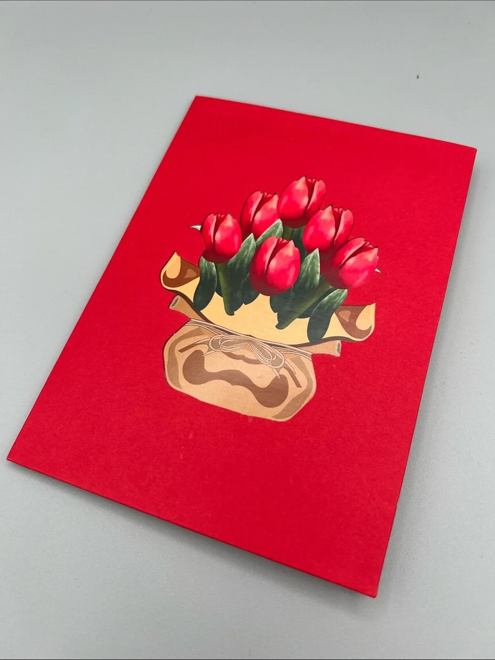 Nium Craft Red Tulip 3D Pop-Up Greeting Card